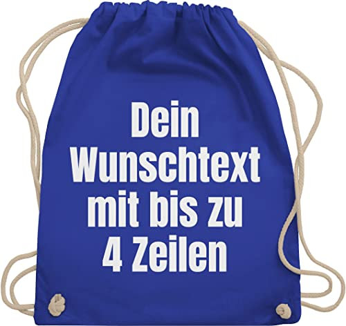 Turnbeutel Rucksack - Aufdruck selbst gestalten - Wunschtext I Eigener Text I Custom Text - Unisize - Royalblau - personalisierter beutel stoffbeutel name personalisierte datum beuteltasche