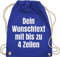 Turnbeutel Rucksack - Aufdruck selbst gestalten - Wunschtext I Eigener Text I Custom Text - Unisize - Royalblau - personalisierter beutel stoffbeutel name personalisierte datum beuteltasche