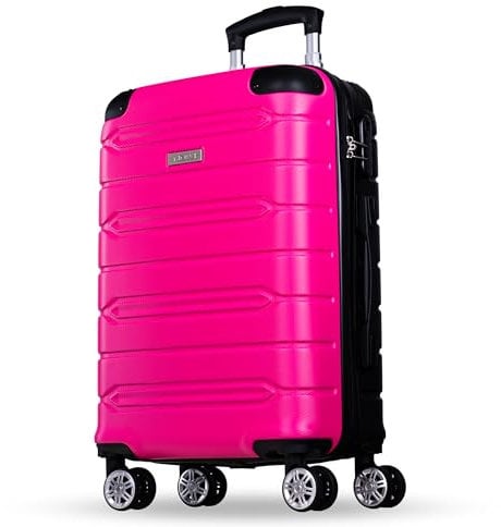 NOWI Handgepäck Koffer 55x40x20cm leicht – 40L Volumen – 8 Rollen 360° drehbar – Leichter ABS Koffer mit Zahlenschloss & Teleskopgestänge, Kabinentrolley, Handgepäckskoffer, Kabinenkoffer (pink, M)