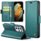 FERLAN Cover per Samsung Galaxy S21 Ultra+ 2 Pezzi Vetro Temperato,Antifurto,supporta ricarica wireless,in pelle multifunzione,chiusura magnetica con chiusura anti-urtoblu,verde