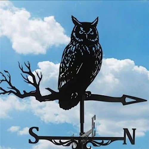 jUlenO Eule Wetterhahn Wetterfahne,Metall Weather Vane Windfahne Windrichtungsanzeiger für den Gartenzaun &Schuppen Dekorative