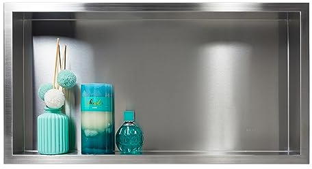 Balneo Wall-Box ONE - Doccia a parete per bagno, in acciaio inox, 60 x 30 x 7 cm, impermeabile, nicchia per utensili da bagno, senza piastrelle, montaggio flessibile