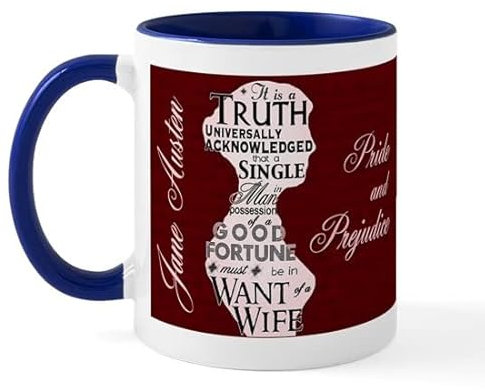BAAROO Jane Austen Tasse à café en céramique avec citation 325 ml