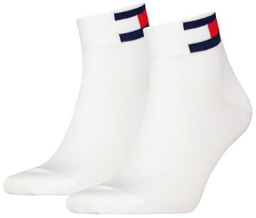 Tommy Hilfiger Unisex Quarter Socks, White, 9-11 UK