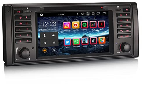 Erisin 7 Pulgadas 8 núcleos 4GB+64GB Android 14 Radio Coche Bluetooth Estéreo de Automóvil para BMW Serie 5 E39 M5 Soporte GPS Navegación CarPlay Android Auto WiFi Dab+ FM USB CD DSP Pantalla Táctil