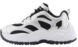 Armani Exchange Vedder, Chunky Sole, Dettagli Laminati, Logo della Tuta, Scarpe da Ginnastica Donna, Argento/Nero, 39 EU