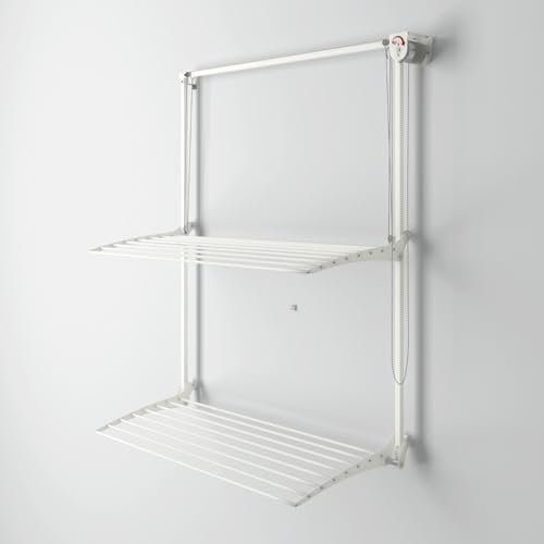 foxydry Wall Plus Wand-Wäscheständer, vertikal, einziehbarer Wäscheständer für Innen und Außen, 108 x 52 x 137 cm (weißes Oberteil, 108 cm)