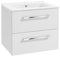 Deftrans Domodomo Badezimmerschrank Mit Waschbecken, 60 x 50 x 45,6 cm Weißer Unterschrank, Hängeschrank für Badezimmer - Keramik-Waschbecken-Set