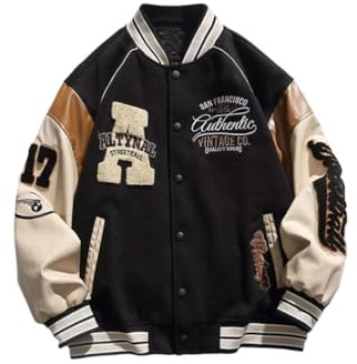Oanviso Veste De Baseball Unisexe Vintage Manteau Homme Femmes Y2K 90S College Jacket Veste Casual Blouson Oversized Bomber Veste De Survêtement Streetwear Pour Automne