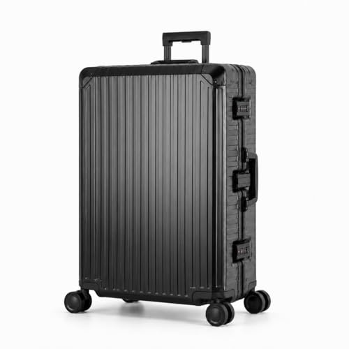 Travelhouse Tokyo 100% Aluminium Koffer 77cm 2X TSA Zahlenschloss 4 Silent Move Doppelräder 360° Rollen Vol. 110L - Schwarz