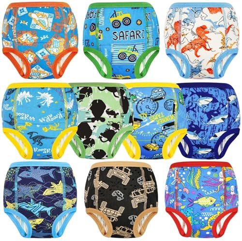 FLYISH DIRECT Baby Töpfchen Trainingshose, Packung mit 10 Kinder Töpfchentraining Unterwäsche für Jungen und Mädchen, 90/2T