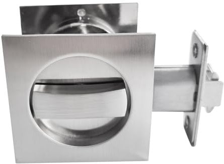 betensh Serrure de porte coulissante Carré poignée avec serrure porte coulissante Serrure de porte coulissante invisible - 66 mm - Argent