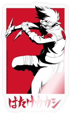 Spreadshirt Naruto Shippuden Kakashi-Design Mit Schriftzeichen Sticker, max. 10 x 10 cm, 10 x 10 cm, Transparent glänzend