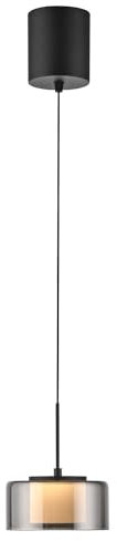 Paul Neuhaus LED-Pendelleuchte - 15 x 180 cm - 1-flammig - Rauchfarben - Schwarz - Metall - Glas - dimmbar