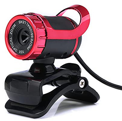 Soporte Webcam Pinza Micrófono de cámara Incorporado 480p Micrófono de Enchufe de reproducción de Escritorio y cámara HD Webcam (Red, One Size)