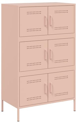 vidaXL Highboard, Sideboard mit Stauraum, Kommode Anrichte für Wohnzimmer, Mehrzweckschrank Beistellschrank Schrank, Industrie-Stil, Rosa Stahl