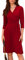GRACE KARIN Elegantes V-Ausschnitt Cocktailkleid mit Bindegürtel. Dreiviertelärmeliges Kleid für Herbst und Winter Großes Rot XL