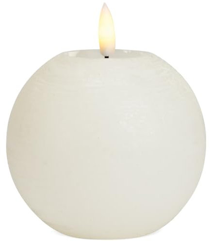 matches21 HOME & HOBBY LED Kerze Kugel aus Echtwachs mit Timerfunktion - Elektrische Wachskerze in Weiß als Tischdeko