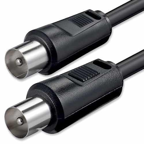 TECHZOCO Cable antena TV macho macho, cable coaxial antena TV, Cable antena TV recto, Cable televisión, decodificador, 70dB, HDTV, DVB-T2, DVB-C, DVB-S, TV y Radio, 75 Ohm, Negro, 5 Metros