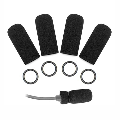Voarmaks A20 Mic Cover, 4 Pack Slilm Microphone Foam Covers & 4 Silicone O-Rings Compatible with Bose A20, A30, A10 Aviation Headsets, High-Density Sponge Windscreen
