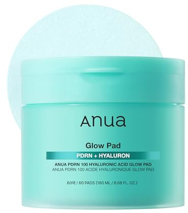 Anua PDRN 100 Hyaluronsäure Glow Pad, glühende koreanische Gesichtspflege für die tägliche Hautpflege und Make-up-Vorbereitung, doppelseitiges TonerPad für strahlende Haut und tiefe Hydratation (180