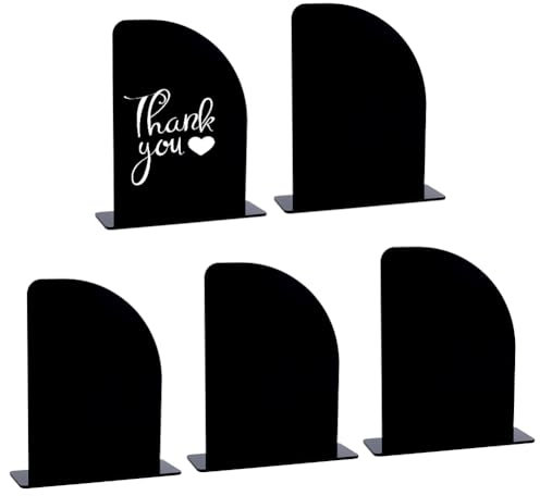 MAYJOYDIY 5 Pack Black Acrylic Half Arch Sign with Stand Half Arch Acrylic Blank Sign and Base Place Card Table Number Stand for Wedding Table Numbers Signage Birthday Parties Large-Scale Activities