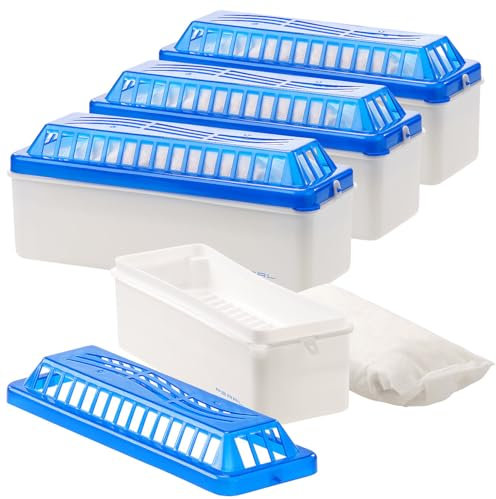 Sichler Haushaltsgeräte Luftentfeuchter Sets: 4er-Set Raumentfeuchter mit 500g Granulat,1.100 ml,für Räume bis 35 m² (nachfüllbare Luftentfeuchter, Garderoben Raumentfeuchter, Regal)