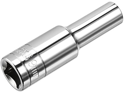 TA-VIGOR 1/2 Inch Drive 9mm 6-Point Deep Socket, Metric, Cr-V Drive Socket (Polishing) for Auto Repairing and Household