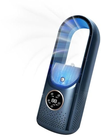 Akozon Air Acondicionador Portátil de Ventilador USB con Vegetal con 6 Velocidades, Enfriamiento por Spray y Temporizador, Ideal para Hogar, Oficina y Dormitorios (BLUE)