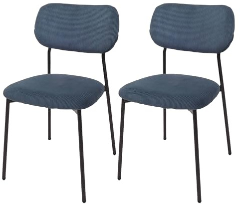 Mendler 2er-Set Esszimmerstuhl HWC-O26 Stoff/Textil - blau