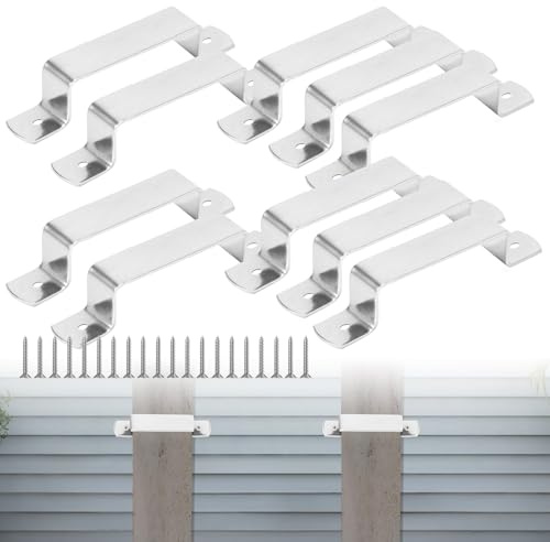 Fence Panel Security Brackets, 10 PCS Stainless Steel Fence Clips for Panels, 3''/3.5''/4''/5'' Wooden / Concrete Post Brackets, Fence Panel Holders to Stop Rattling (30 mm, 125 mm / 5 inches)