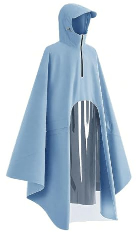 MSINMINW Rain Poncho Bike Bicycle, Reusable Round Electric Scooter Rain Poncho with Clear Panel, Unisex for Hiking Travelling (US, Alpha, One Size, Regular, Regular, Blue)