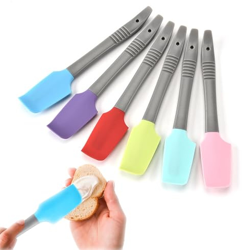 6 Pcs Mini Spatula Silicone,Rubber Spatula,Spatulas For Kitchen Use,Silicone Spatula Set,For Kitchen Cooking & Baking,For Use Wet Pet Food Can Jar Cooking Frosting Or Mixing