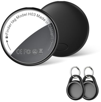 GPS Tracker Tag 2-Pack - Smart Tag Kompatibel mit Apple Wo ist? (iOS NUR) mit Schutzhülle, Wasserdichter Gegenstandssucher, Bluetooth-Schlüsselfinder für Geldbörse, Gepäck, Austauschbare Batterie