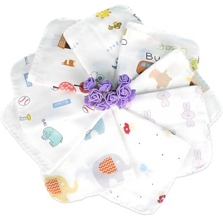 ZORVYN 10 Unidades Paños de Muselina para Bebé de Algodón, Toallitas Infantiles, Set de Toallas para Recién Nacidos, Paños Faciales y de Baño, Suaves y Transpirables