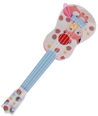 Asixxsix Ukulele-Spielzug, Kunststoff-mini-Klinkind-Ukulele-Gitarre, Musikspielgeug MIT 4 Carbon-Nylon-Saite, -musikinstrumente, Lernspielzug, -Schuggitarre (PINK)