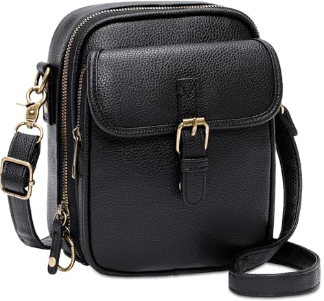 Toptime Handytasche zum Umhängen, Vintage Leder Crossbody Bag Damen mit 10 Kartenfächern, kleine Handy Umhängetasche mit Verstellbar Schultergurt, Mehrere Taschen Handtasche Damen für Reisen