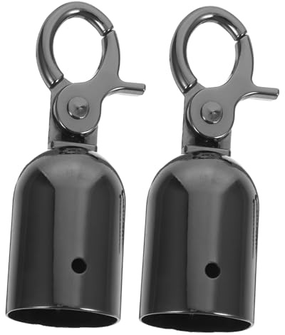 SHINEOFI 2 Piezas Tapones para Extremo de Cuerda con Gancho Metálico para Barreras y Pasamanos Tope de Cuerda Resistente con Acabado Negro Brillante para Conexiones Seguras