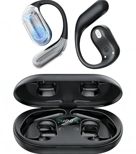 Boytond Wireless Bluetooth Open Ear Bone Conduction Earbuds, Ultra Sweatproof Waterproof Headphones, Secure Fit Small Ears, Deep Bass for Running & Fitness