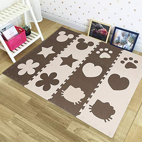 Schaumstoff, schadstofffrei, Puzzlematte-Muster,Spielunterlage, Puzzlematte Kids Color，zusammensteckbar,Krabbelmatte Baby,große Spielmatte, 24 TLG