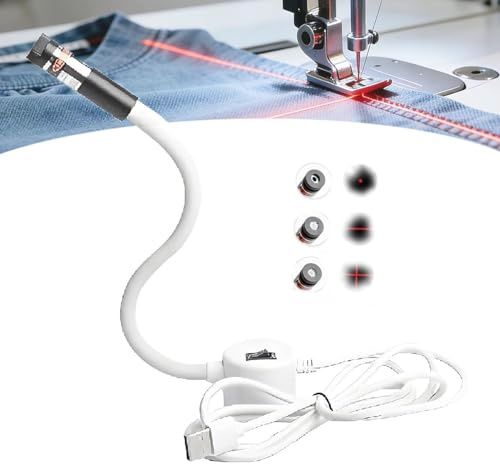 OKESYO Magnetic Positioning Quilting Light for Sewing Machine, Rotes Positionierungslicht Zur Ausrichtung, 360° Drehbarer Nähmaschinenlicht mit Magnetfuß für Nähmaschinen(Gerader)