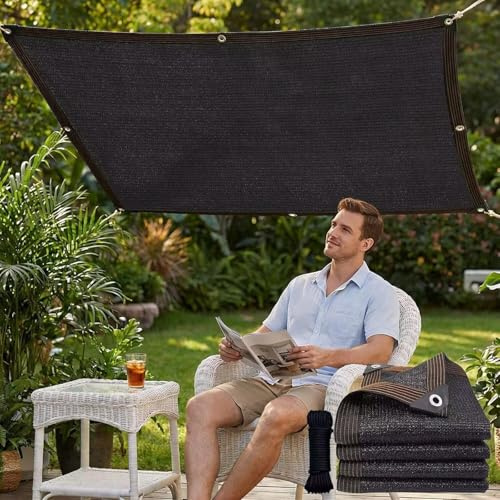 PIPRE Voile d'ombrage Rectangulaire 3.8 * 6m, Toile Ombrage avec Une Corde, Auvent UV Protection, Toile Ombrages pour Jardin Terrasse Extérieur Patio Piscine Balcon(Noir)