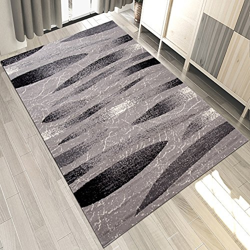 Carpeto Groß Teppich Wohnzimmer 200x300cm Anthrazit Grau Geometrisch Weich | Teppich für Schlafzimmer Büro Esszimmer 90er-Retro Pflegeleicht Fußbodenheizungsgeeignet Reinigungsmittelbeständig Kurzflor