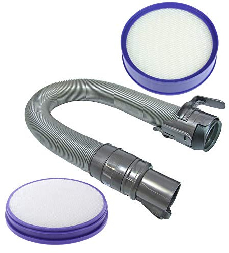 SPARES2GO Reinforced Hose + Pre & Post Motor Filter Kit for Dyson DC27 Vacuum Cleaners (Grey/Steel)