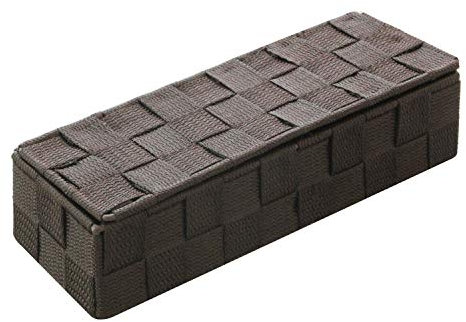 wm Homebase Geflochten Aufbewahrungskorb Polypropylen Badkorb mit Deckel Rechteckig in Dunkelbraun 26x8.5x6cm