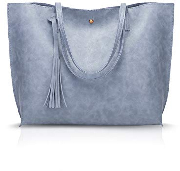 NICOLE&DORIS Damen Tote Tasche Handtasche Schultertasche aus PU-Leder Umhängetaschen Mode große Handtasche Blau