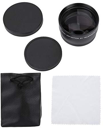 Taidda Camera Telephoto Lens, Lightweight Practical 58MM 2X Magnification Universal Teleconverter Telephoto Lens for Cameras Accessory