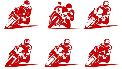 Motorradaufkleber 6er Set Sticker Aufkleber für Motorrad Auto Biker Bike Folie selbstklebend Design (Karminrot K022)