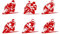 Motorradaufkleber 6er Set Sticker Aufkleber für Motorrad Auto Biker Bike Folie selbstklebend Design (Karminrot K022)