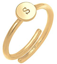 Elli Ring Damen Buchstabe S Plättchen Verstellbar Basic in 925 Sterling Silber